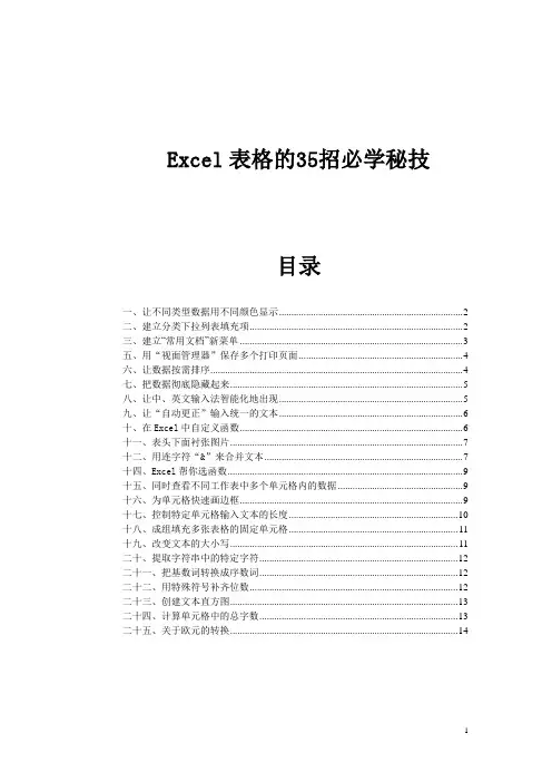 Excel表格的35招必学秘技 超级实用