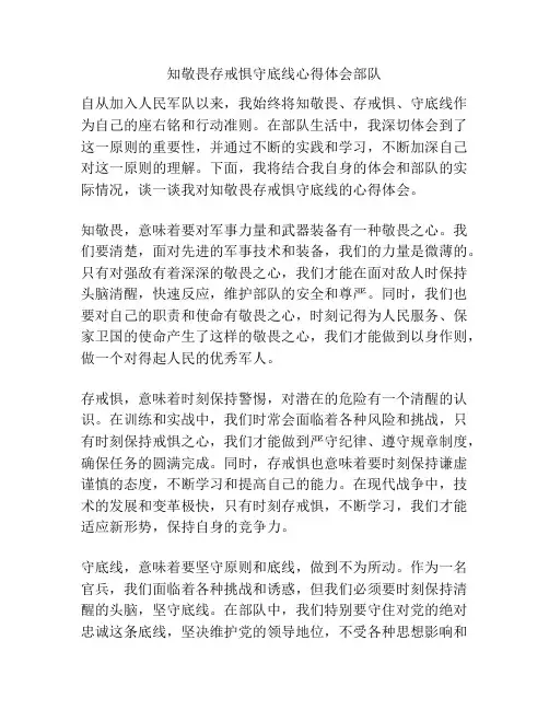知敬畏存戒惧守底线心得体会部队