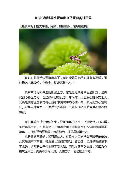 有时心脏跳得快要蹦出来了要喝炙甘草汤