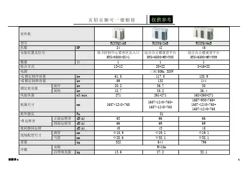 大金多联机参数表(表格借鉴)