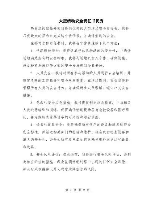 大型活动安全责任书优秀