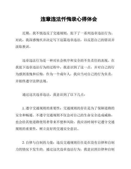 违章违法忏悔录心得体会