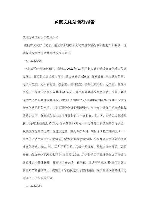 乡镇文化站调研报告