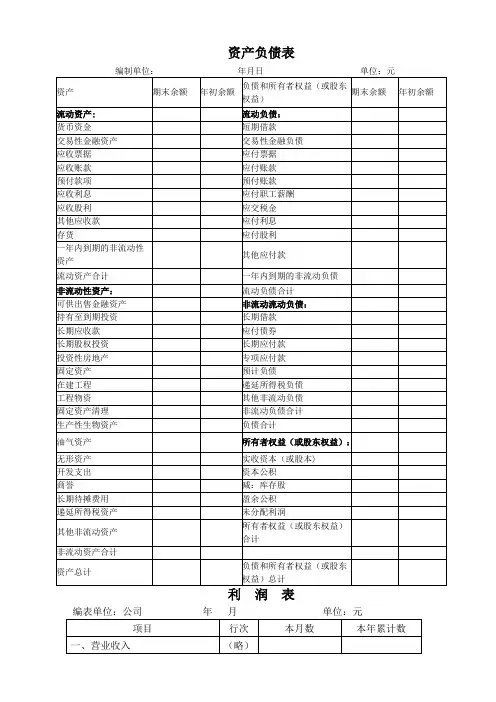 新《资产负债表》《利润表》格式,2020年最新