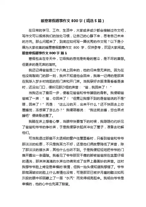 暖意寒假趣事作文800字（精选5篇）