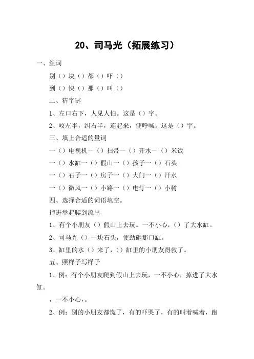 20、司马光(拓展练习)_教案教学设计