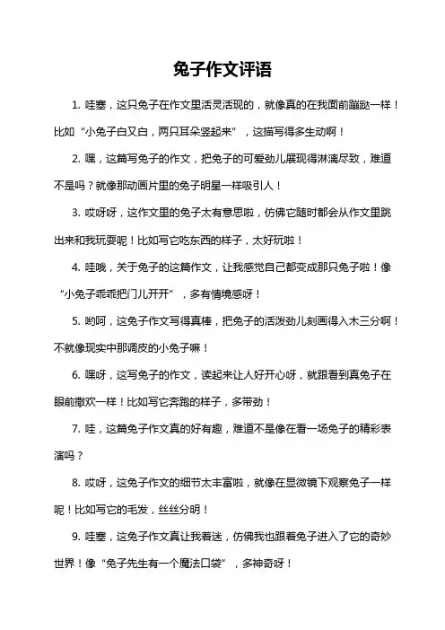 兔子作文评语