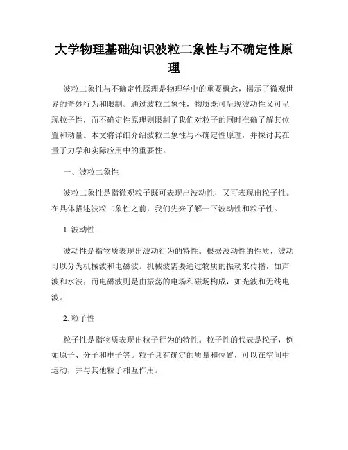 大学物理基础知识波粒二象性与不确定性原理