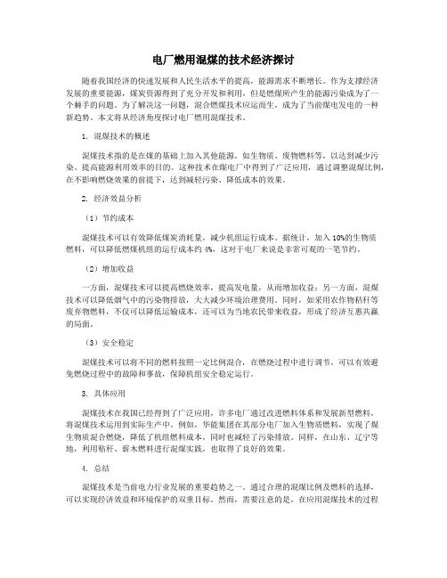 电厂燃用混煤的技术经济探讨