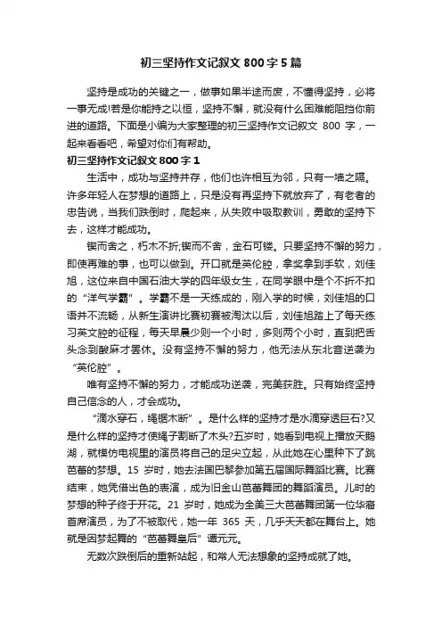 初三坚持作文记叙文800字5篇