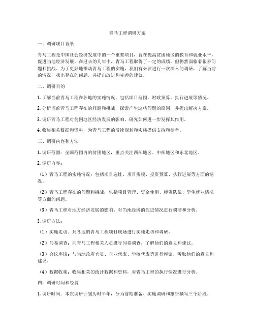 青马工程调研方案