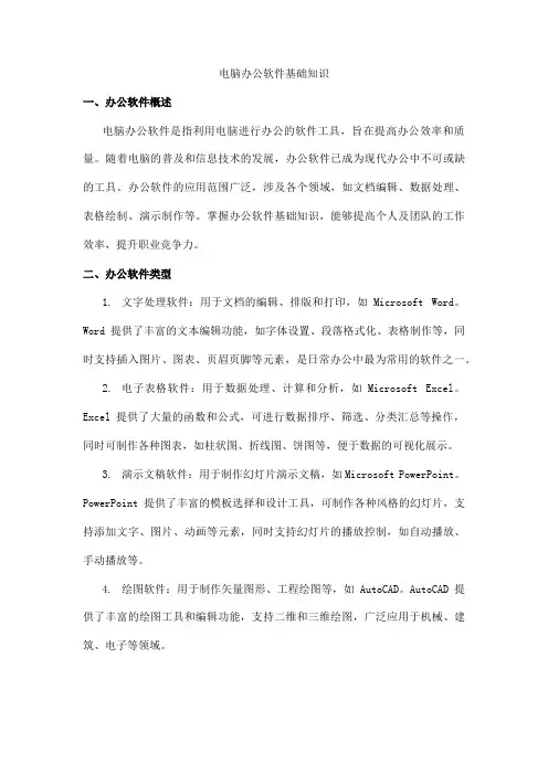 电脑办公软件基础知识