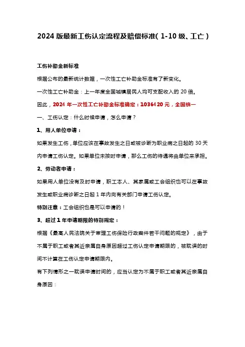 2024版最新工伤认定流程及赔偿标准(1-10级、工亡)