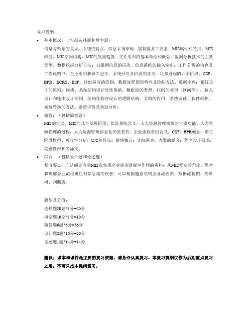 管理信息系统复习提纲