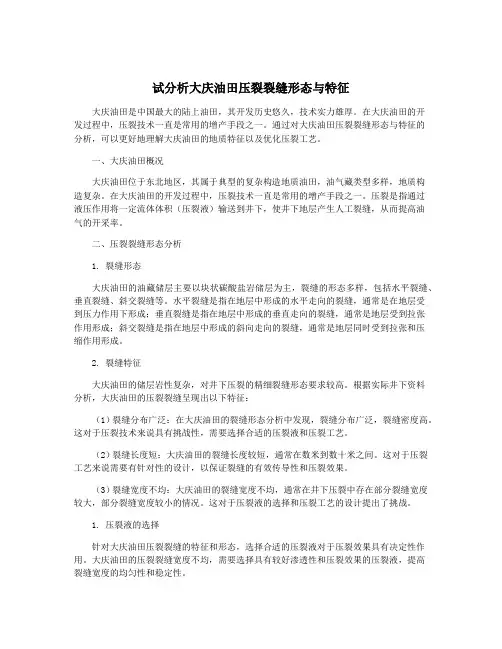 试分析大庆油田压裂裂缝形态与特征