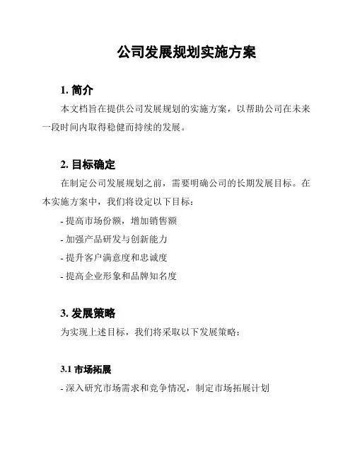 公司发展规划实施方案