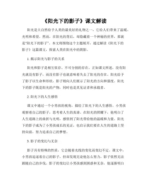 《阳光下的影子》课文解读