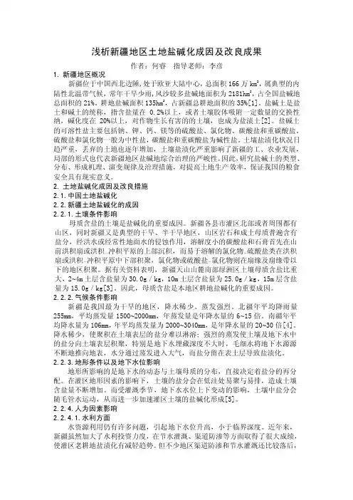 浅析新疆地区土地盐碱化成因及改良成果