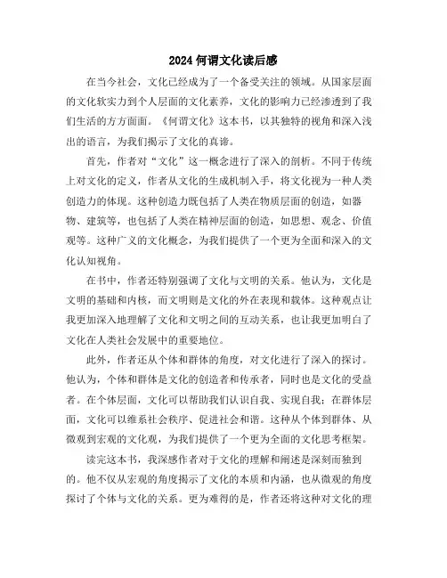2024何谓文化读后感
