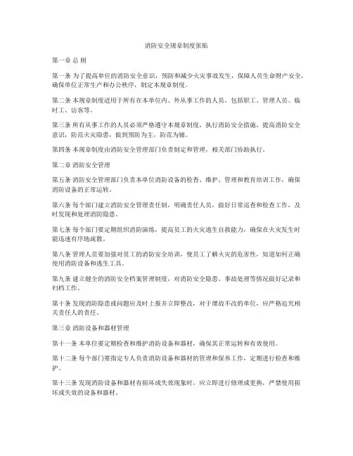 消防安全规章制度张贴