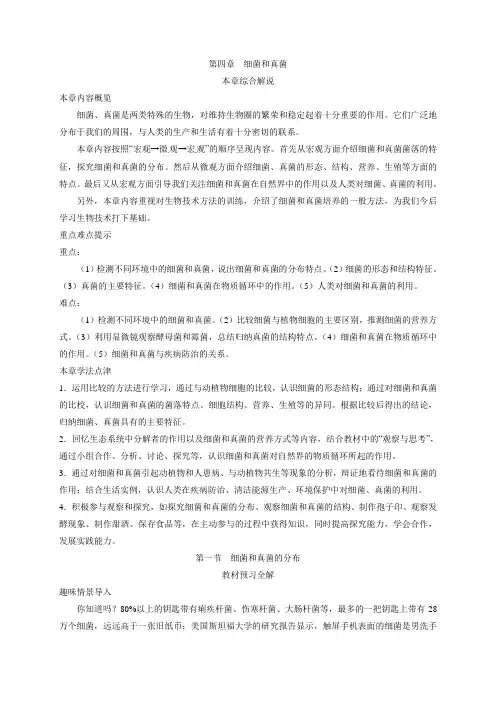 初中生物-八年级生物知识点-第五单元 第四章细菌和真菌第一节细菌和真菌的分布