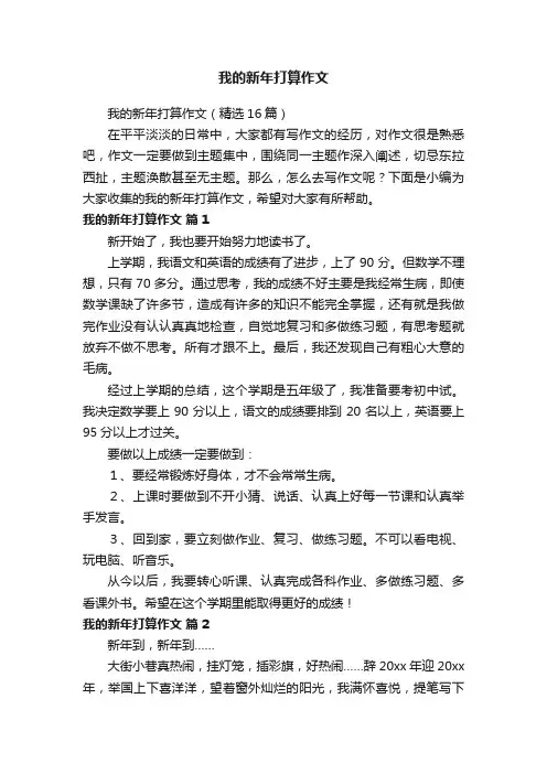 我的新年打算作文（精选16篇）