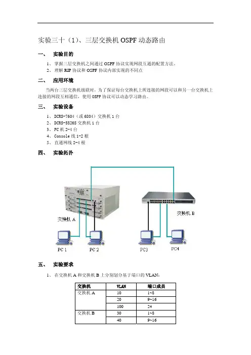 神州数码三层交换机OSPF动态路由