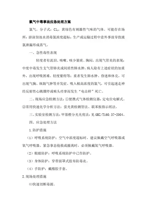 氯气中毒事故应急处理方案