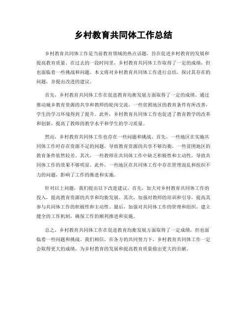 乡村教育共同体工作总结