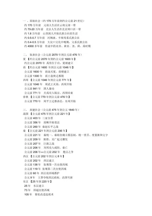 中国历史大事记年表