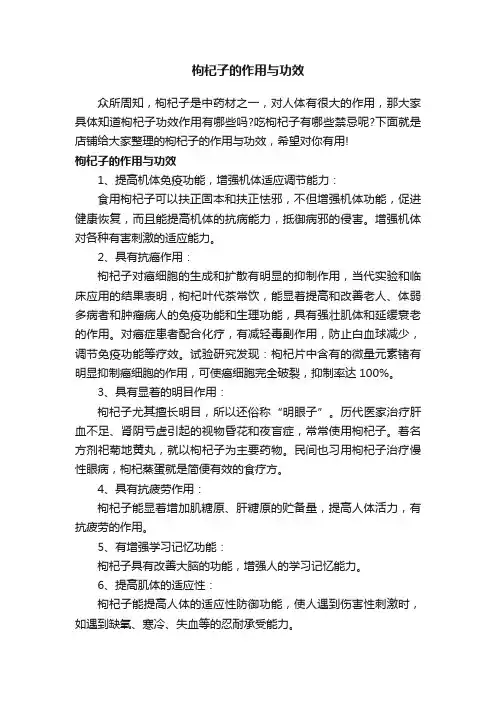 枸杞子的作用与功效