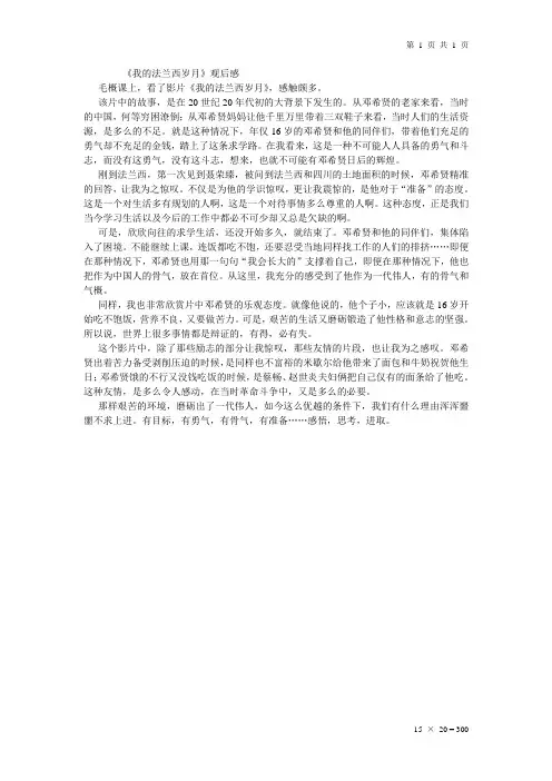 《我的法兰西岁月》观后感