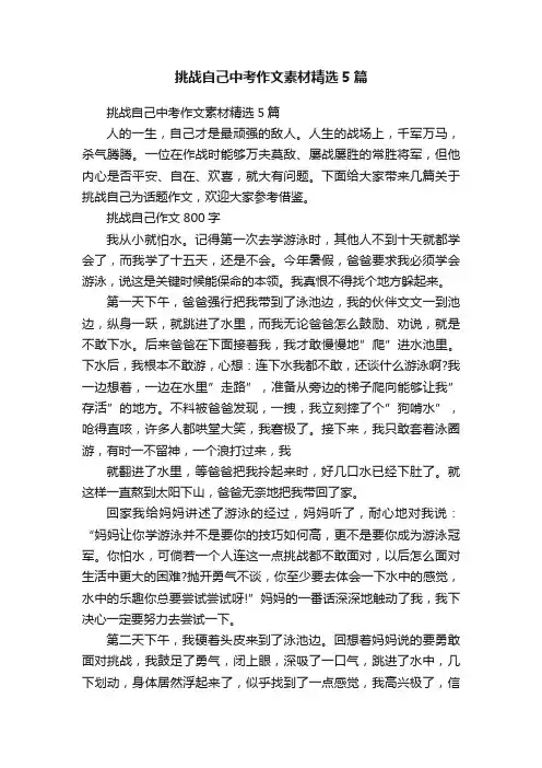 挑战自己中考作文素材精选5篇