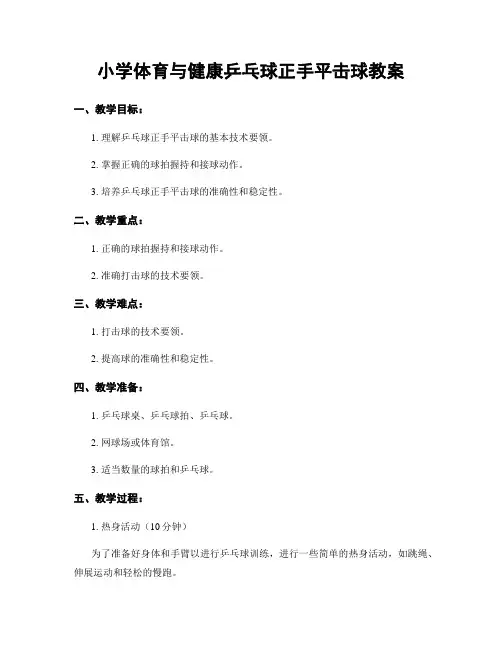 小学体育与健康乒乓球正手平击球教案