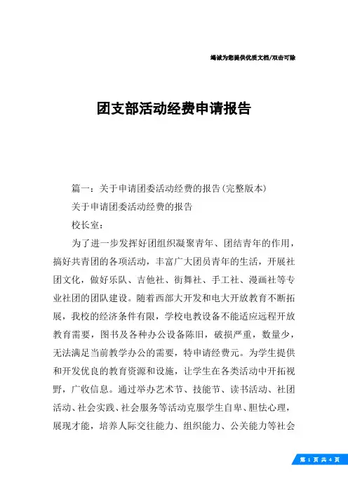团支部活动经费申请报告