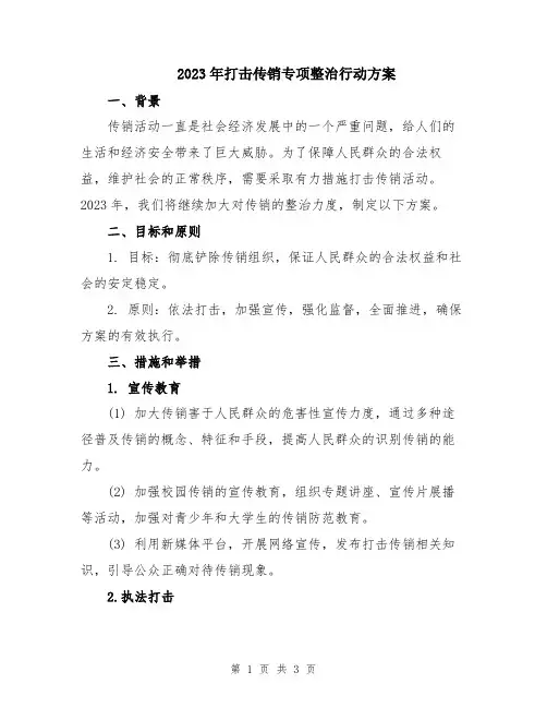 2023年打击传销专项整治行动方案