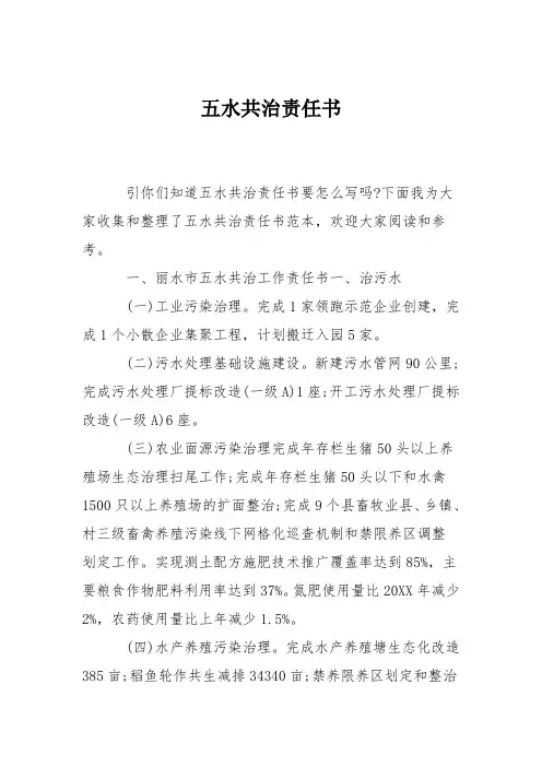 五水共治责任书
