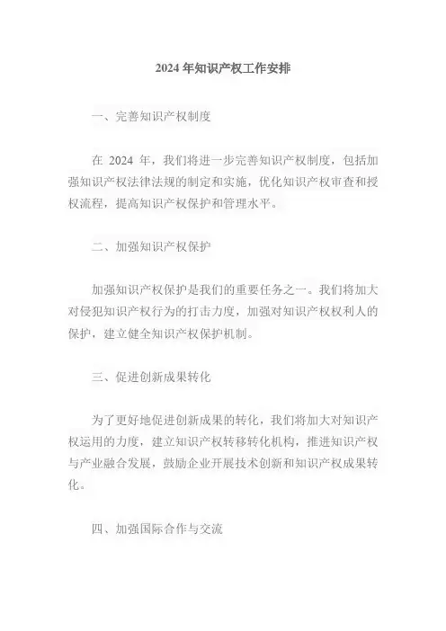 2024年知识产权工作安排