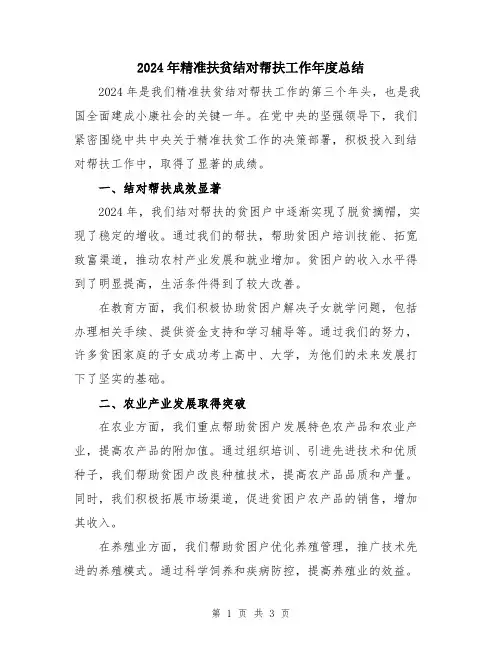 2024年精准扶贫结对帮扶工作年度总结
