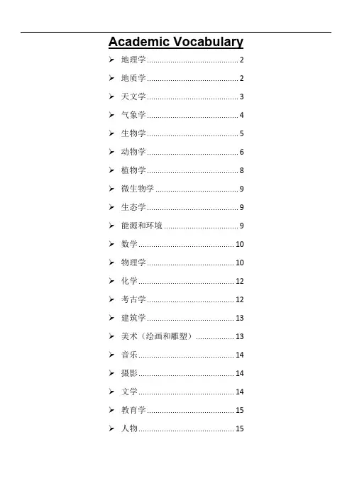 托福专业分类词汇版共15页文档