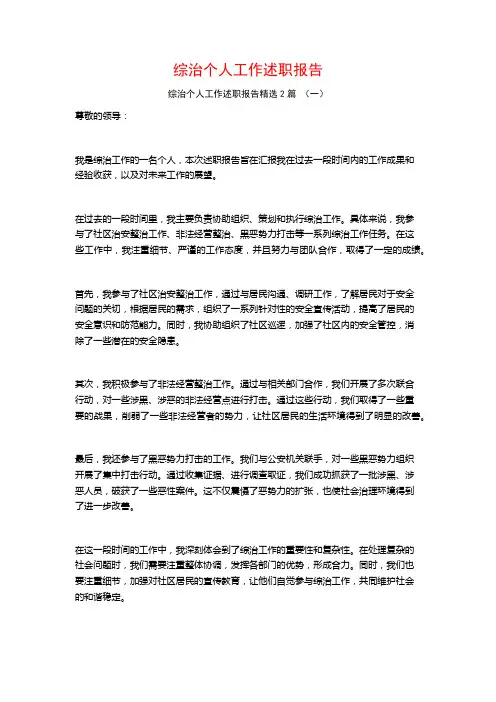 综治个人工作述职报告2篇