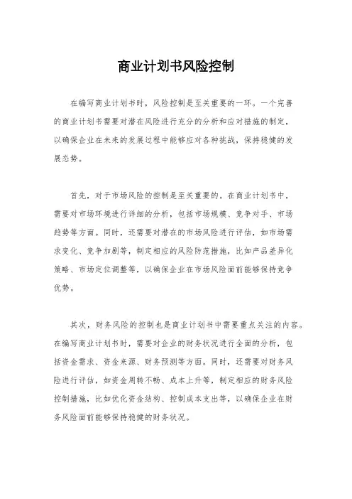 商业计划书风险控制