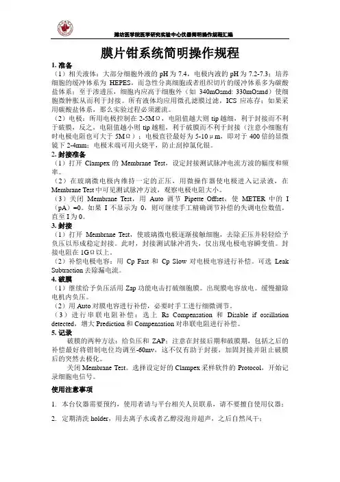 膜片钳系统 操作规程