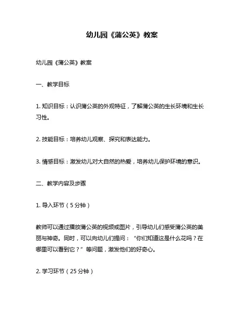 幼儿园《蒲公英》教案