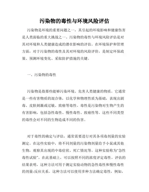 污染物的毒性与环境风险评估