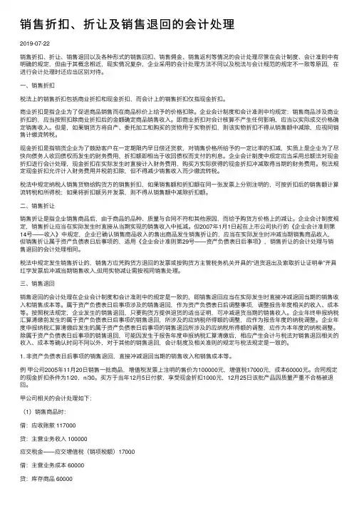 销售折扣、折让及销售退回的会计处理
