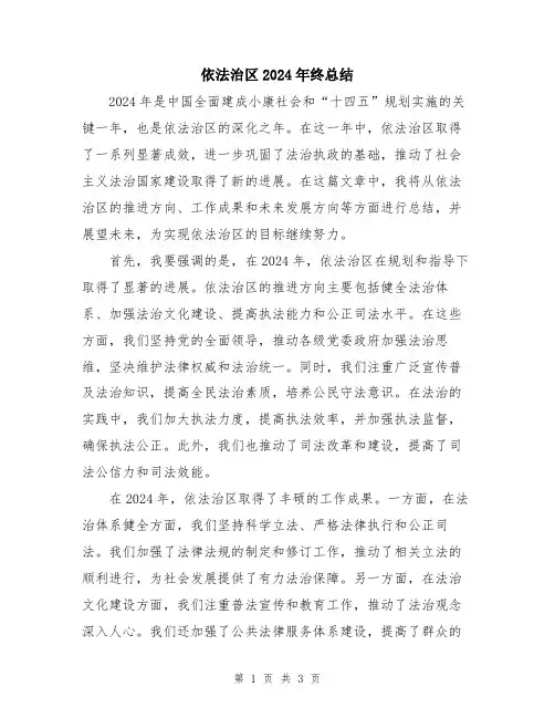 依法治区2024年终总结