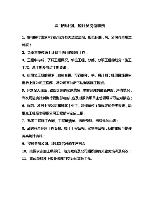 项目部计划、统计员职责