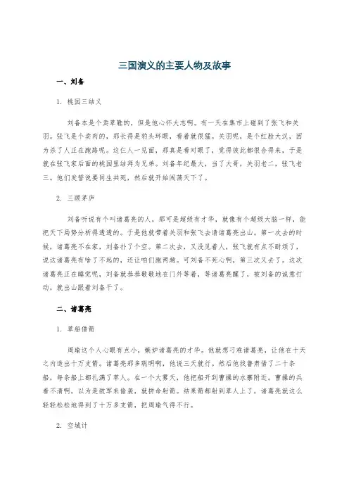 三国演义的主要人物及故事