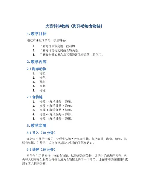 大班科学教案《海洋动物食物链》
